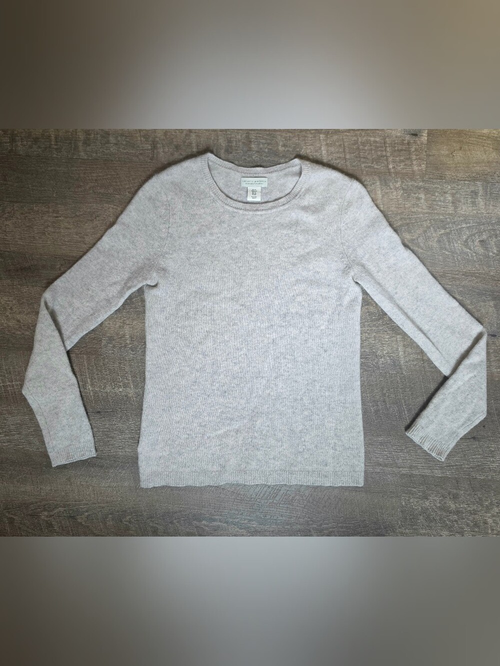 Adrienne Vittadini 2 Ply Cashmere Crewneck Sweater Womens M Oat Grey Soft Cozy - Picture 6 of 12